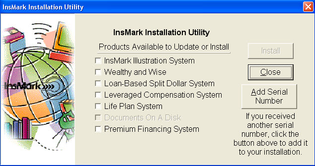 InsMark Installation Utility Screen